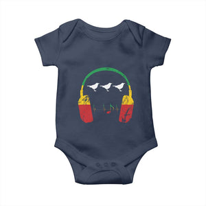 Little Birds Baby Onesie Rastafari Rasta Reggae Music Headphones Jamaican Pride TS10 Navy Print Your Wear