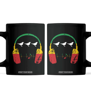Little Birds Coffee Mug Rastafari Rasta Reggae Music Headphones Jamaican Pride TS10 Black Print Your Wear