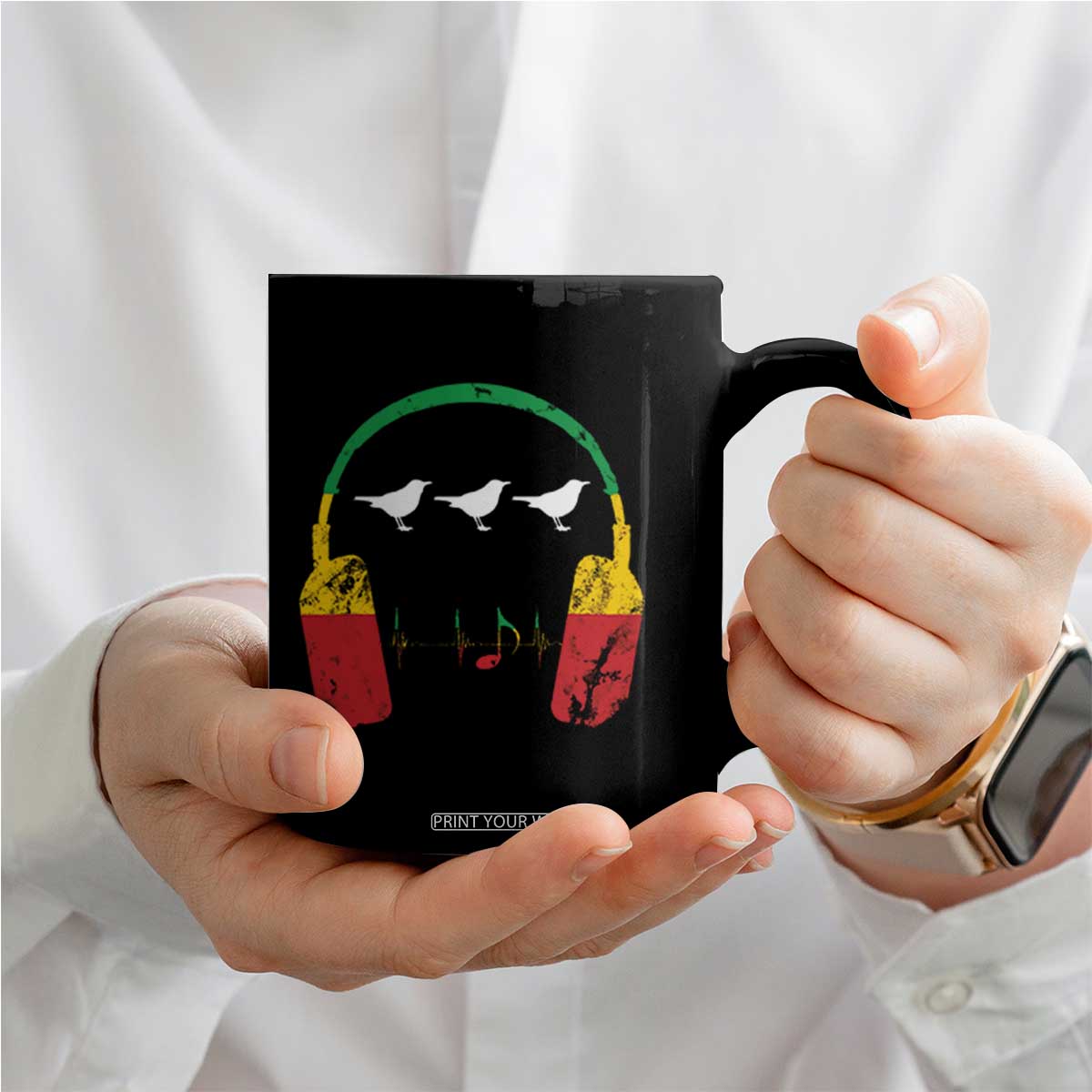 Little Birds Coffee Mug Rastafari Rasta Reggae Music Headphones Jamaican Pride TS10 Print Your Wear