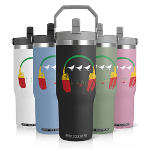 Little Birds Flip Straw Tumbler Rastafari Rasta Reggae Music Headphones Jamaican Pride TS10 Print Your Wear