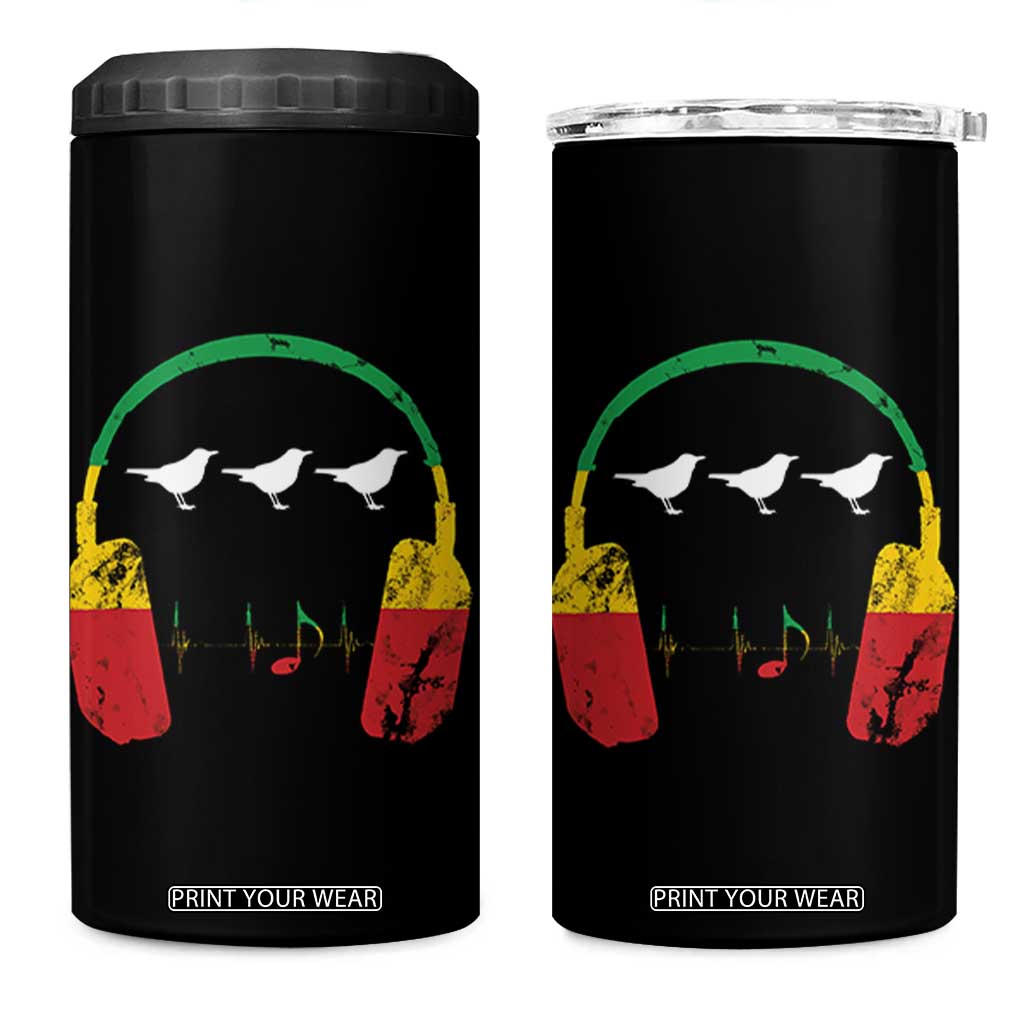 Little Birds 4 in 1 Can Cooler Tumbler Rastafari Rasta Reggae Music Headphones Jamaican Pride TS10 One Size: 16 oz Black Print Your Wear