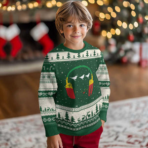Little Birds Ugly Christmas Sweater Rastafari Rasta Reggae Music Headphones Jamaican Pride TS10 Forest Green Beige Print Your Wear