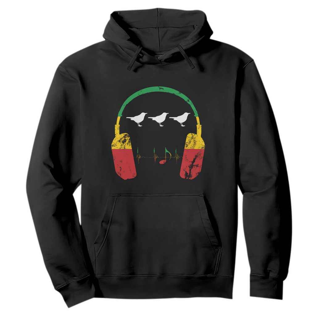 Little Birds Hoodie Rastafari Rasta Reggae Music Headphones Jamaican Pride TS10 Black Print Your Wear