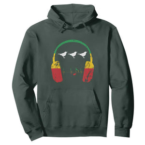 Little Birds Hoodie Rastafari Rasta Reggae Music Headphones Jamaican Pride TS10 Dark Forest Green Print Your Wear