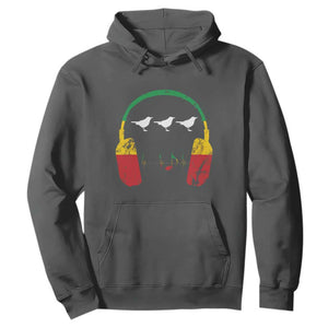 Little Birds Hoodie Rastafari Rasta Reggae Music Headphones Jamaican Pride TS10 Dark Heather Print Your Wear