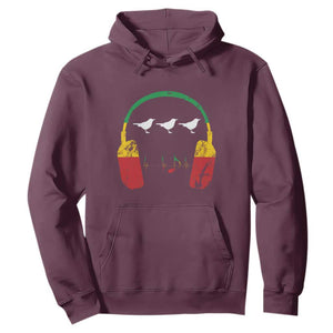 Little Birds Hoodie Rastafari Rasta Reggae Music Headphones Jamaican Pride TS10 Maroon Print Your Wear