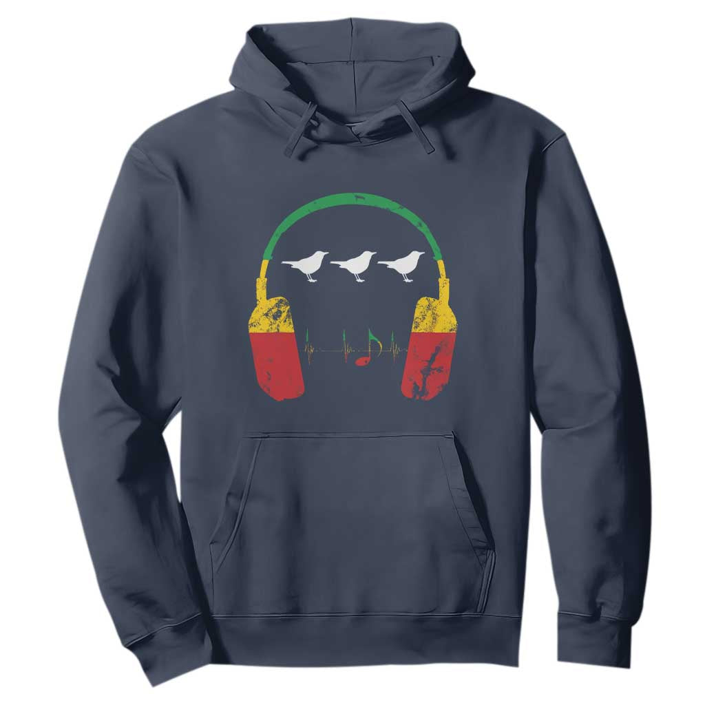 Little Birds Hoodie Rastafari Rasta Reggae Music Headphones Jamaican Pride TS10 Navy Print Your Wear