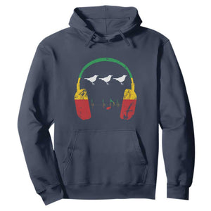 Little Birds Hoodie Rastafari Rasta Reggae Music Headphones Jamaican Pride TS10 Navy Print Your Wear