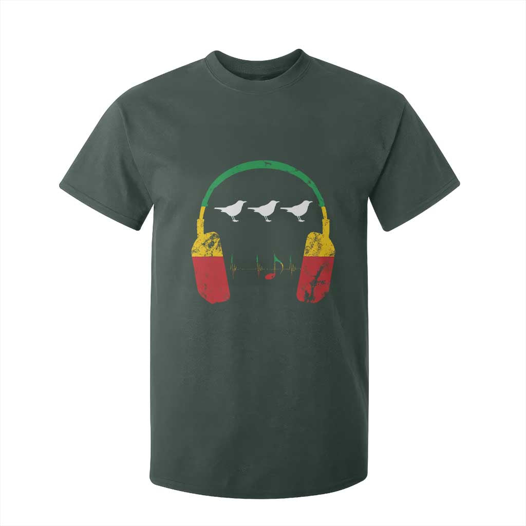 Little Birds T Shirt For Kid Rastafari Rasta Reggae Music Headphones Jamaican Pride TS10 Dark Forest Green Print Your Wear