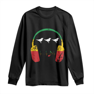 Little Birds Long Sleeve Shirt Rastafari Rasta Reggae Music Headphones Jamaican Pride TS10 Black Print Your Wear