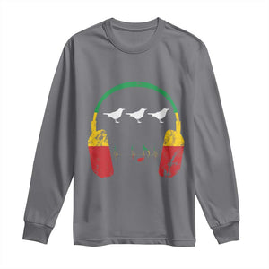 Little Birds Long Sleeve Shirt Rastafari Rasta Reggae Music Headphones Jamaican Pride TS10 Charcoal Print Your Wear
