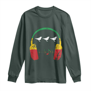Little Birds Long Sleeve Shirt Rastafari Rasta Reggae Music Headphones Jamaican Pride TS10 Dark Forest Green Print Your Wear