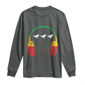 Little Birds Long Sleeve Shirt Rastafari Rasta Reggae Music Headphones Jamaican Pride TS10 Dark Heather Print Your Wear