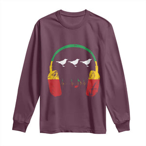 Little Birds Long Sleeve Shirt Rastafari Rasta Reggae Music Headphones Jamaican Pride TS10 Maroon Print Your Wear