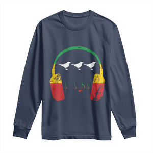 Little Birds Long Sleeve Shirt Rastafari Rasta Reggae Music Headphones Jamaican Pride TS10 Navy Print Your Wear