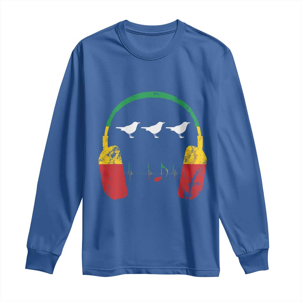 Little Birds Long Sleeve Shirt Rastafari Rasta Reggae Music Headphones Jamaican Pride TS10 Royal Blue Print Your Wear