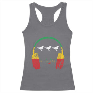 Little Birds Racerback Tank Top Rastafari Rasta Reggae Music Headphones Jamaican Pride TS10 Charcoal Print Your Wear