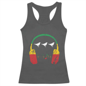 Little Birds Racerback Tank Top Rastafari Rasta Reggae Music Headphones Jamaican Pride TS10 Dark Heather Print Your Wear