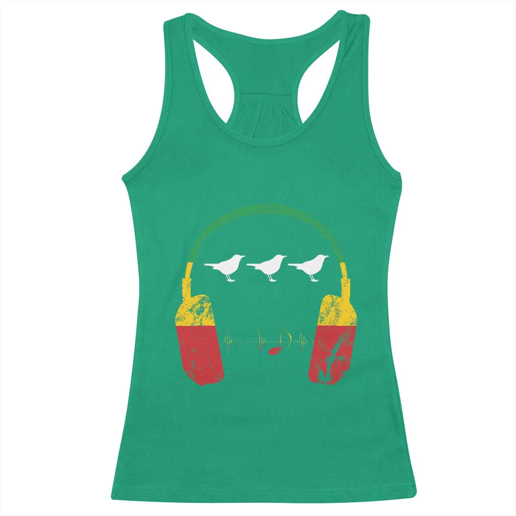 Little Birds Racerback Tank Top Rastafari Rasta Reggae Music Headphones Jamaican Pride TS10 Irish Green Print Your Wear