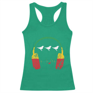 Little Birds Racerback Tank Top Rastafari Rasta Reggae Music Headphones Jamaican Pride TS10 Irish Green Print Your Wear