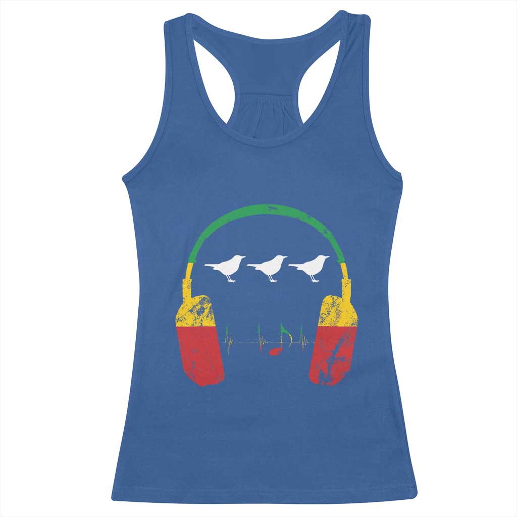 Little Birds Racerback Tank Top Rastafari Rasta Reggae Music Headphones Jamaican Pride TS10 Royal Blue Print Your Wear