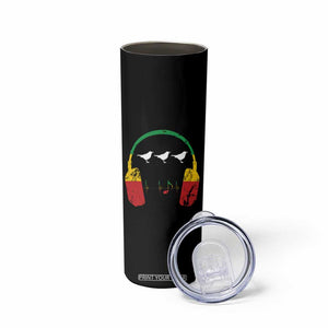 Little Birds Skinny Tumbler Rastafari Rasta Reggae Music Headphones Jamaican Pride TS10 Print Your Wear