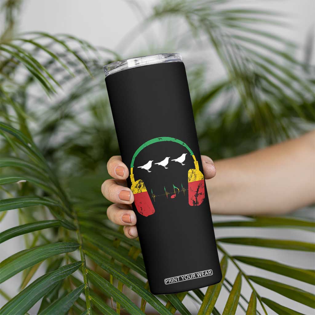 Little Birds Skinny Tumbler Rastafari Rasta Reggae Music Headphones Jamaican Pride TS10 Print Your Wear