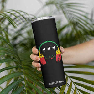 Little Birds Skinny Tumbler Rastafari Rasta Reggae Music Headphones Jamaican Pride TS10 Print Your Wear