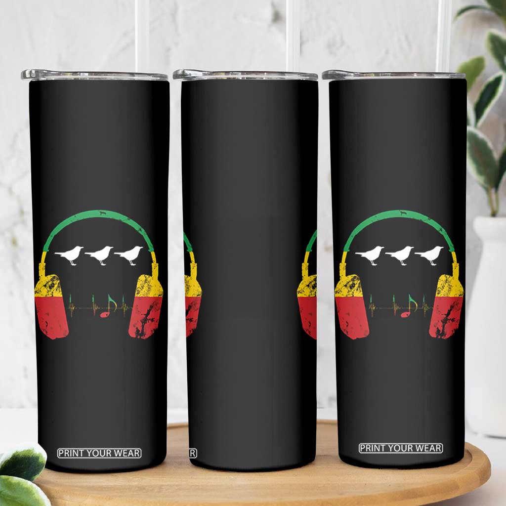 Little Birds Skinny Tumbler Rastafari Rasta Reggae Music Headphones Jamaican Pride TS10 Print Your Wear