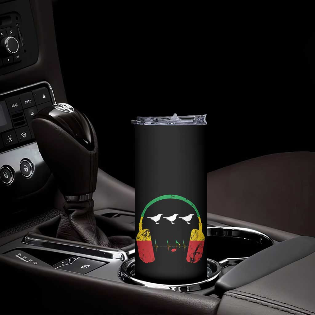 Little Birds Skinny Tumbler Rastafari Rasta Reggae Music Headphones Jamaican Pride TS10 Print Your Wear