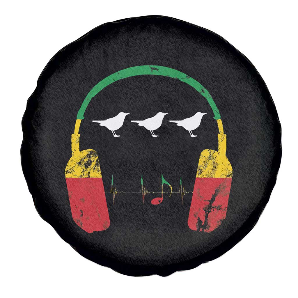 Little Birds Spare Tire Cover Rastafari Rasta Reggae Music Headphones Jamaican Pride TS10 Print Your Wear