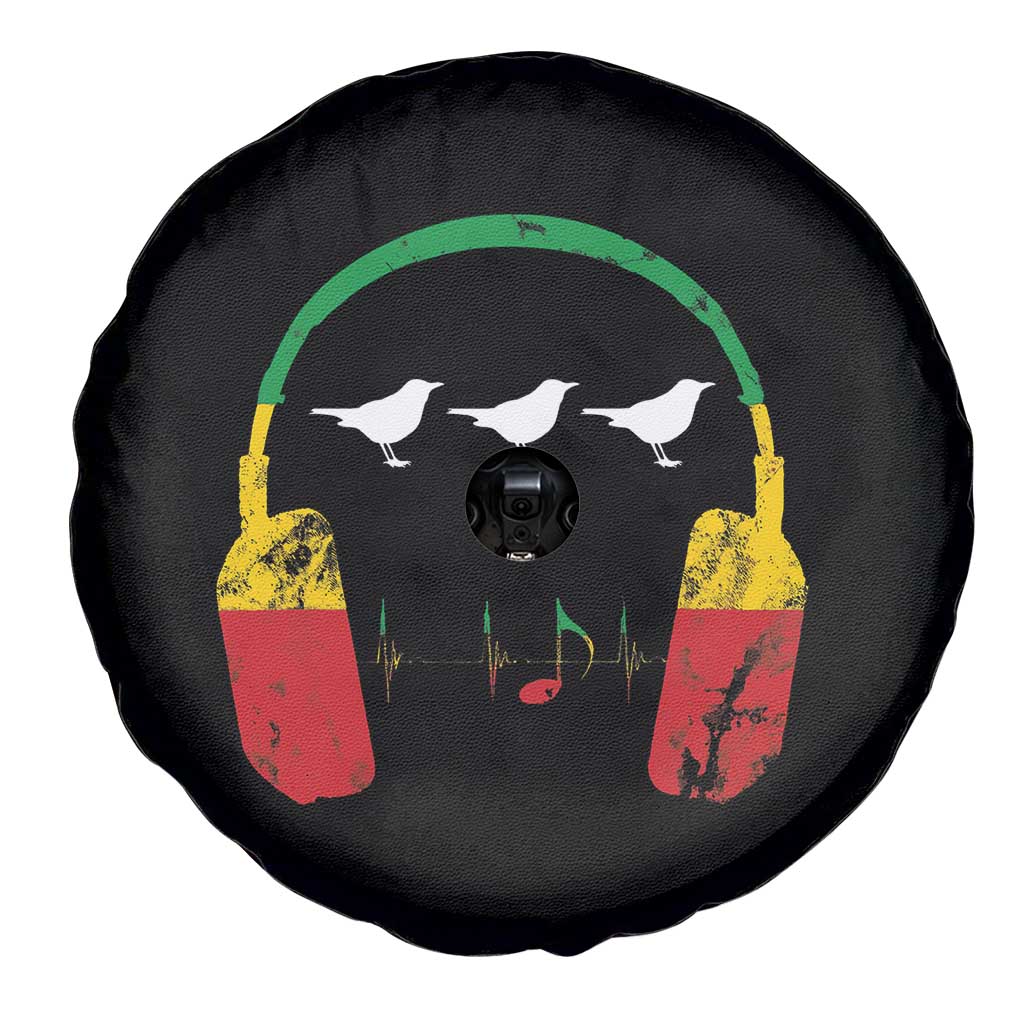 Little Birds Spare Tire Cover Rastafari Rasta Reggae Music Headphones Jamaican Pride TS10 Print Your Wear