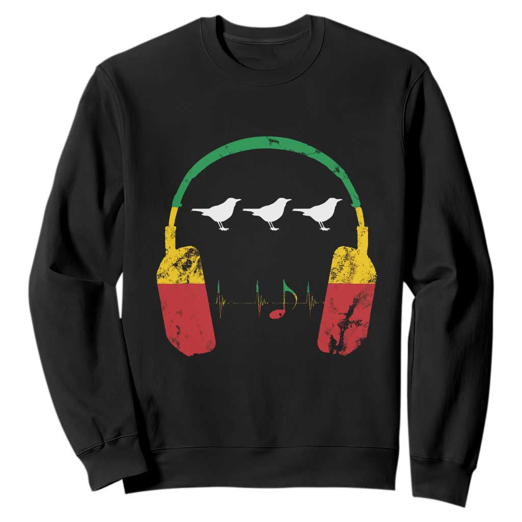 Little Birds Sweatshirt Rastafari Rasta Reggae Music Headphones Jamaican Pride TS10 Black Print Your Wear