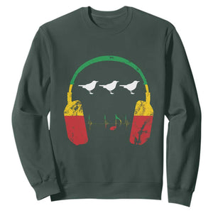 Little Birds Sweatshirt Rastafari Rasta Reggae Music Headphones Jamaican Pride TS10 Dark Forest Green Print Your Wear