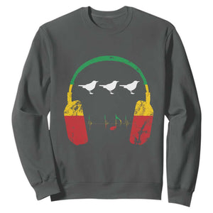 Little Birds Sweatshirt Rastafari Rasta Reggae Music Headphones Jamaican Pride TS10 Dark Heather Print Your Wear