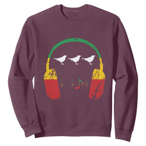 Little Birds Sweatshirt Rastafari Rasta Reggae Music Headphones Jamaican Pride TS10 Maroon Print Your Wear