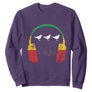 Little Birds Sweatshirt Rastafari Rasta Reggae Music Headphones Jamaican Pride TS10 Purple Print Your Wear