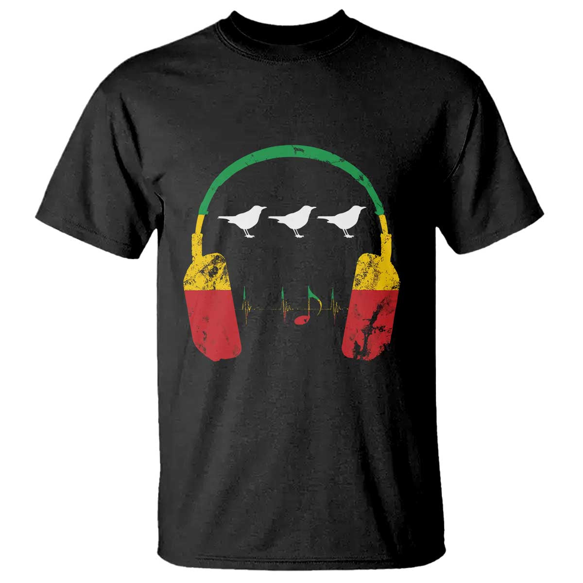 Little Birds T Shirt Rastafari Rasta Reggae Music Headphones Jamaican Pride TS10 Black Print Your Wear