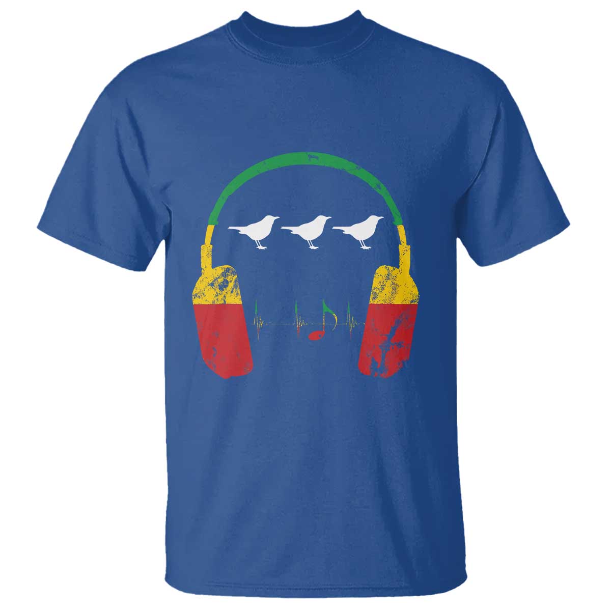 Little Birds T Shirt Rastafari Rasta Reggae Music Headphones Jamaican Pride TS10 Royal Blue Print Your Wear