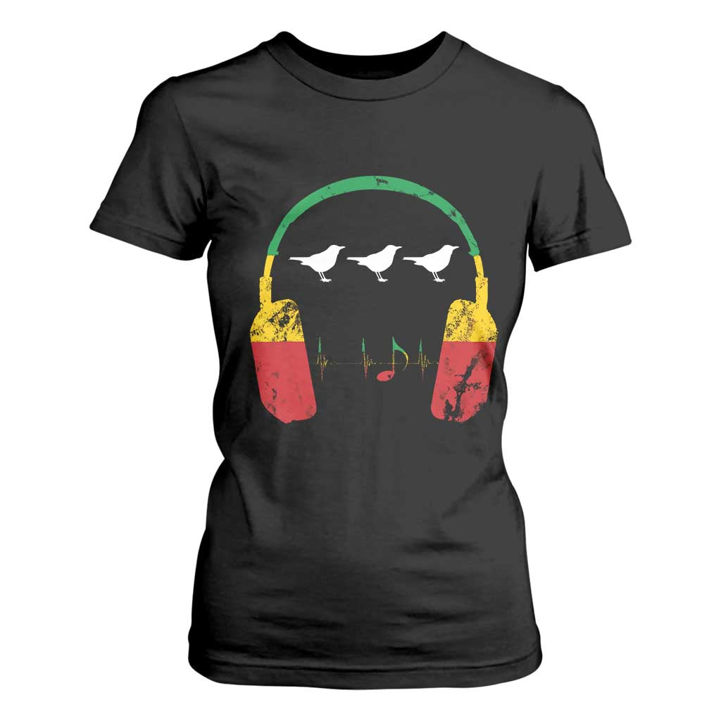 Little Birds T Shirt For Women Rastafari Rasta Reggae Music Headphones Jamaican Pride TS10 Black Print Your Wear