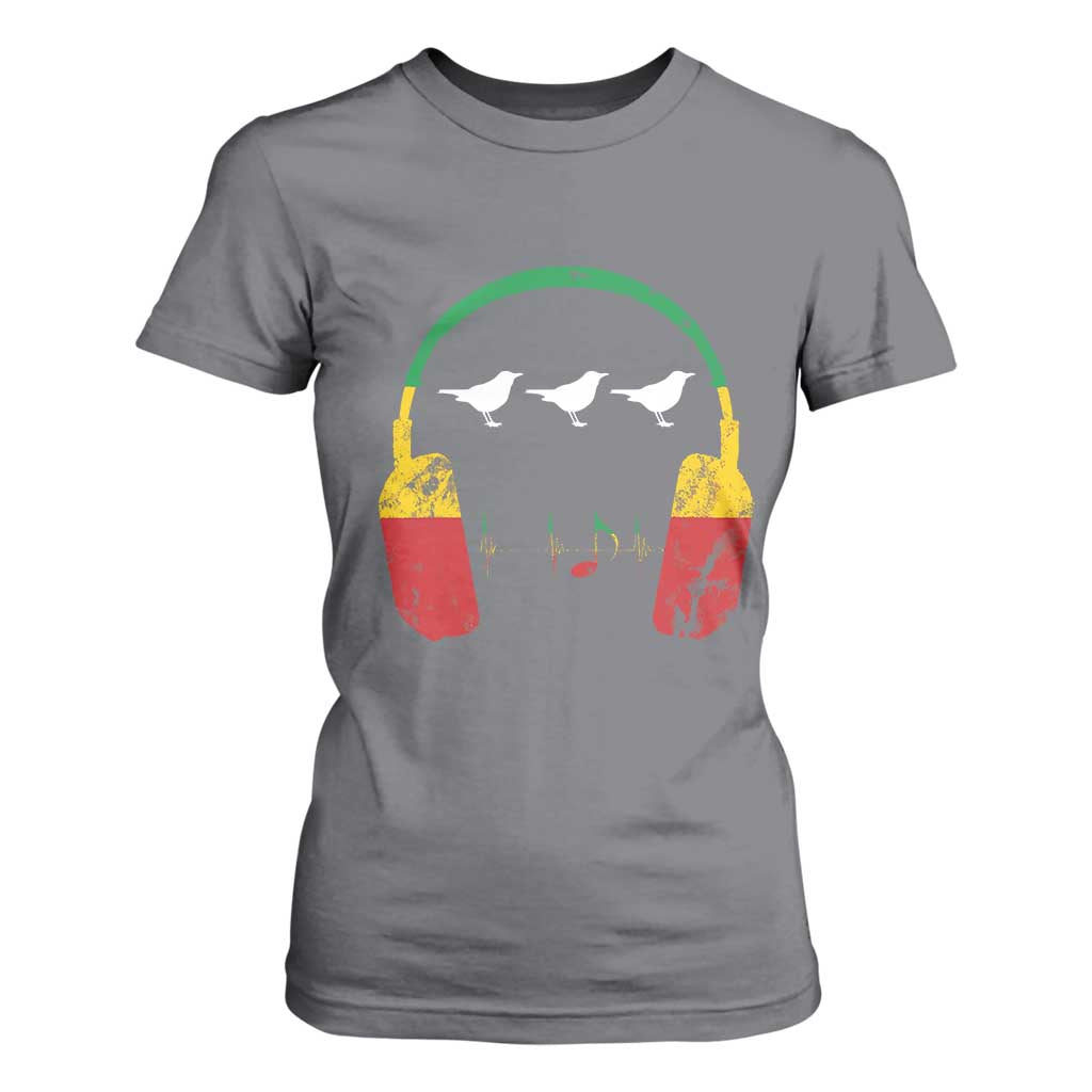 Little Birds T Shirt For Women Rastafari Rasta Reggae Music Headphones Jamaican Pride TS10 Charcoal Print Your Wear