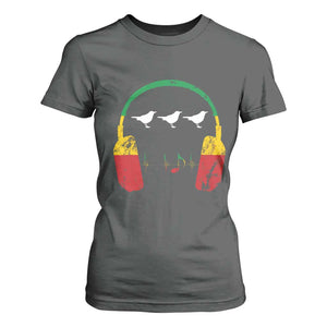 Little Birds T Shirt For Women Rastafari Rasta Reggae Music Headphones Jamaican Pride TS10 Dark Heather Print Your Wear