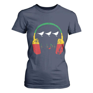 Little Birds T Shirt For Women Rastafari Rasta Reggae Music Headphones Jamaican Pride TS10 Navy Print Your Wear