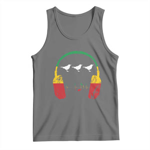 Little Birds Tank Top Rastafari Rasta Reggae Music Headphones Jamaican Pride TS10 Black Heather Print Your Wear