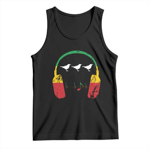 Little Birds Tank Top Rastafari Rasta Reggae Music Headphones Jamaican Pride TS10 Black Print Your Wear