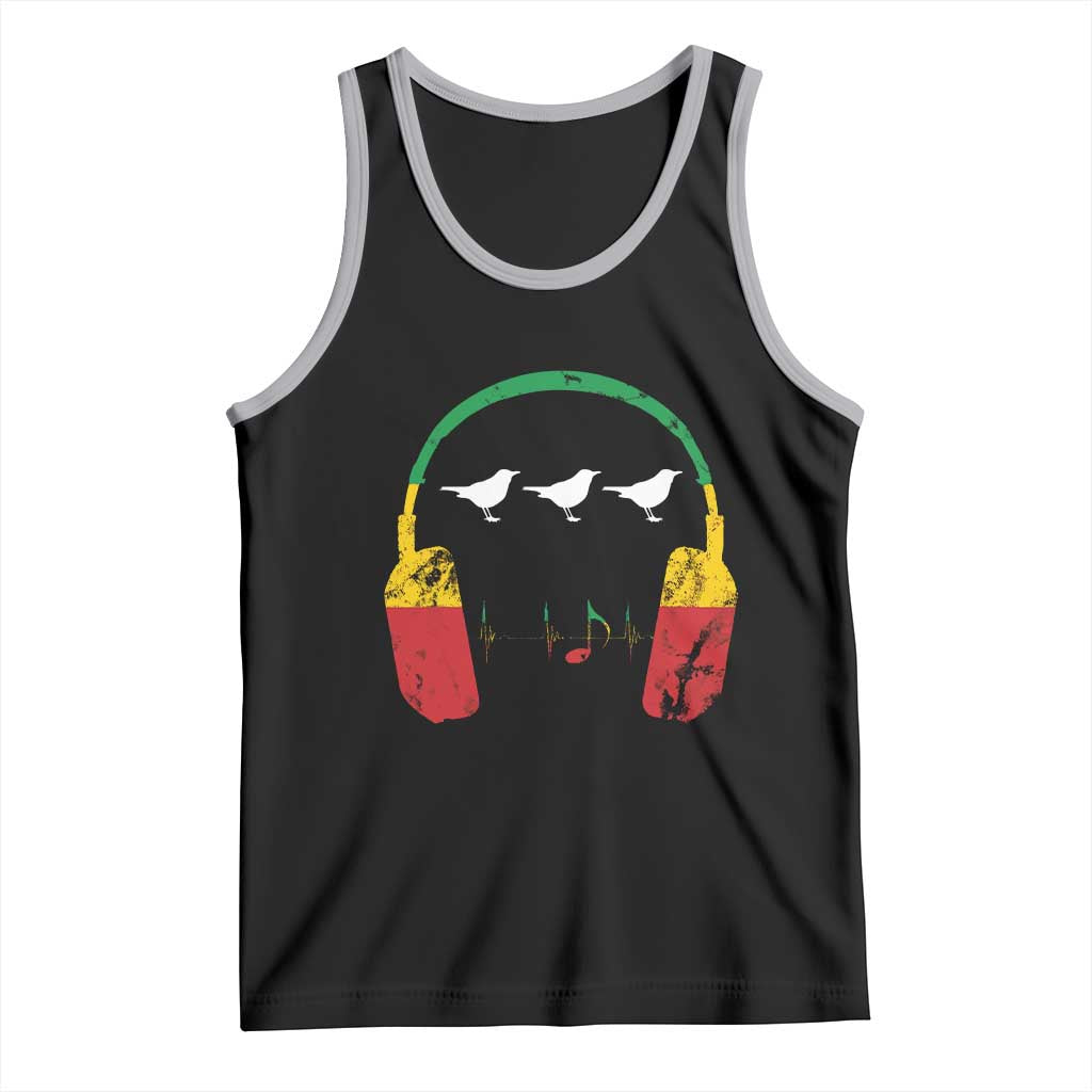 Little Birds Tank Top Rastafari Rasta Reggae Music Headphones Jamaican Pride TS10 Black Athletic Heather Print Your Wear