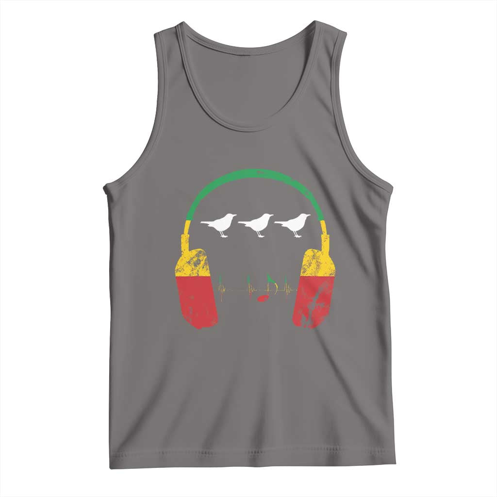 Little Birds Tank Top Rastafari Rasta Reggae Music Headphones Jamaican Pride TS10 Deep Heather Print Your Wear