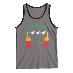 Little Birds Tank Top Rastafari Rasta Reggae Music Headphones Jamaican Pride TS10 Deep Heather Black Print Your Wear