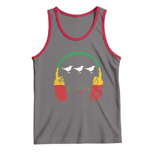Little Birds Tank Top Rastafari Rasta Reggae Music Headphones Jamaican Pride TS10 Deep Heather Red Print Your Wear