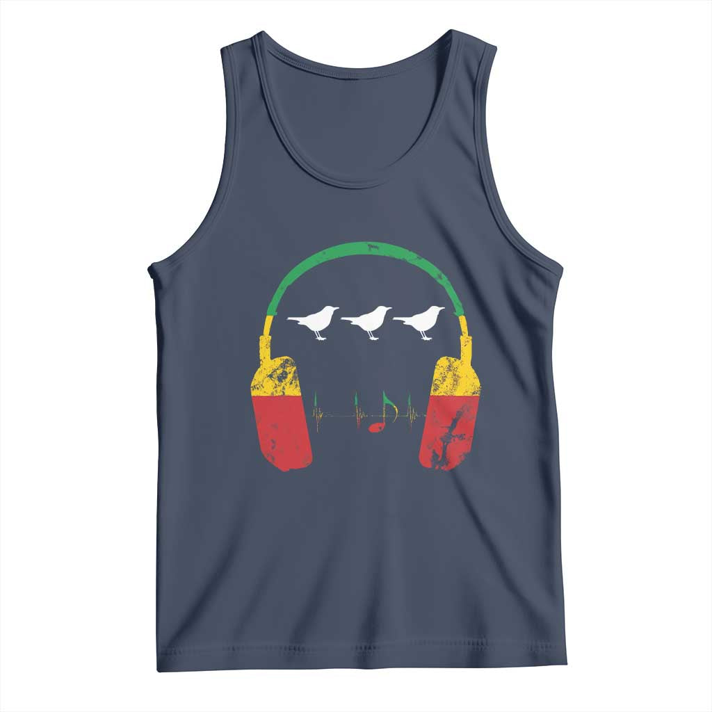 Little Birds Tank Top Rastafari Rasta Reggae Music Headphones Jamaican Pride TS10 Navy Print Your Wear
